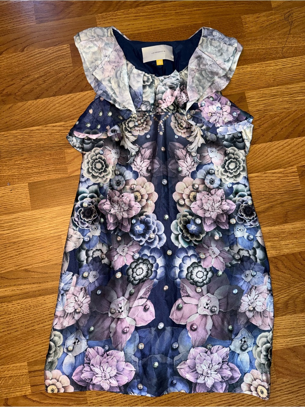Anthropologie Leifsdottir Silk Ruffle Floral Pearl Dress